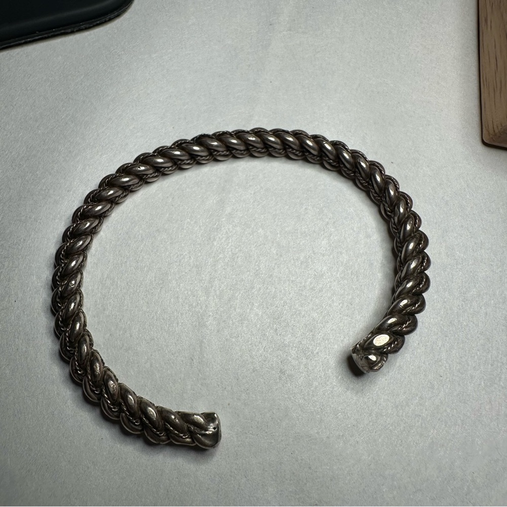 Twisted Rope Open Silver Cuff Bracelet
